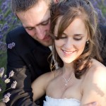 Purple Haze bride and groom in lavender